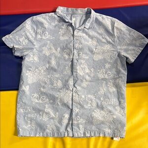 Disney Blue and White Button Down Shirt love our oceans Moana large